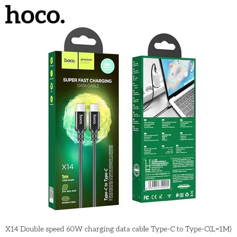 Cáp sạc Type-C to Type-C Hoco X14 60W sạc nhanh