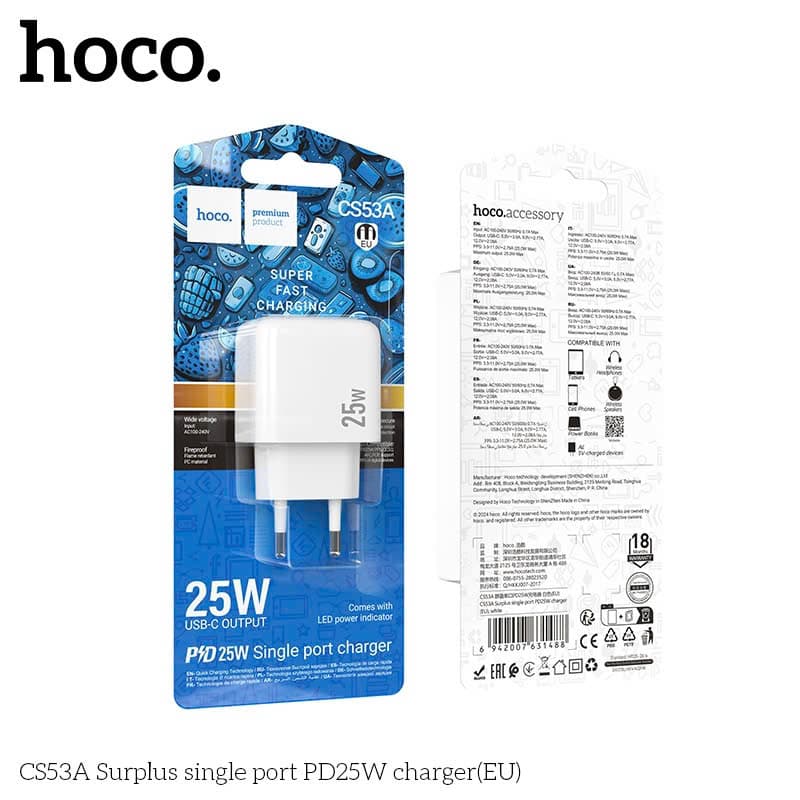 Củ sạc Type-C Hoco CS53A sạc nhanh 25W