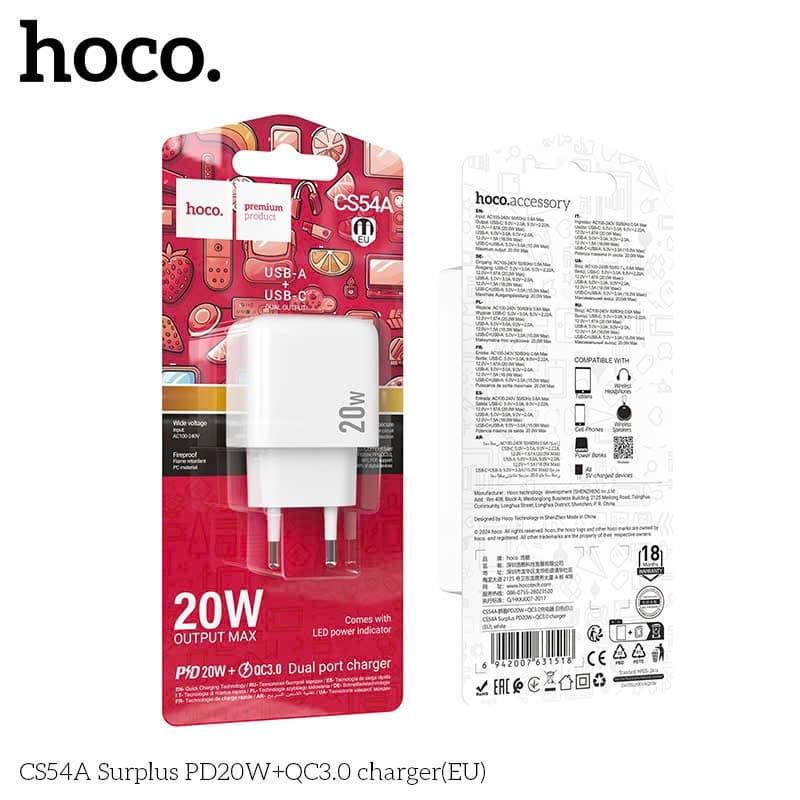 Củ sạc Hoco CS54A Nhanh 20W Type-C USB
