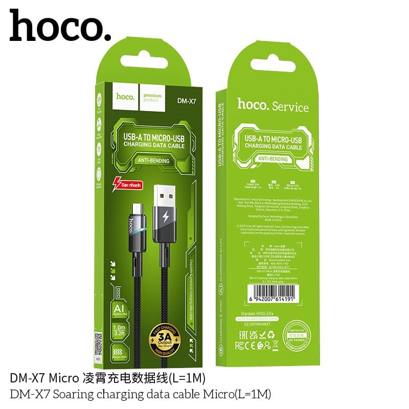 Cáp sạc Micro USB Hoco DM X7 1m bền chắc