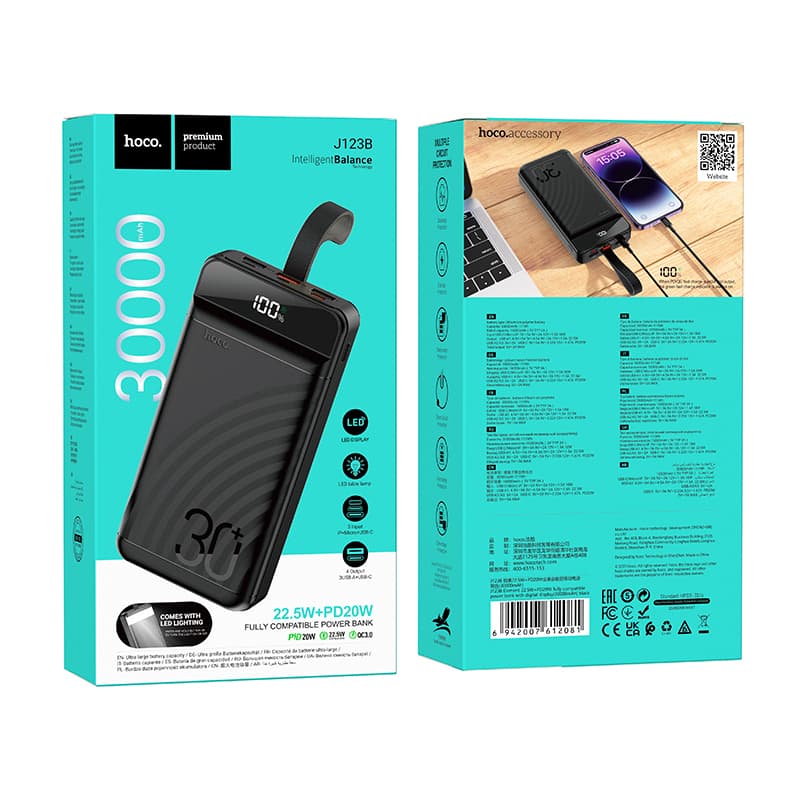Sạc dự phòng Hoco J123B 30000mAh dung lượng lớn