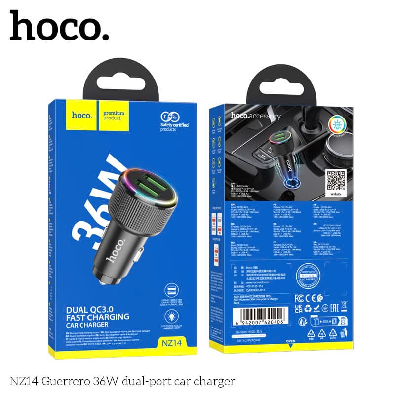 Tẩu sạc ô tô Hoco NZ14 sạc nhanh 18W