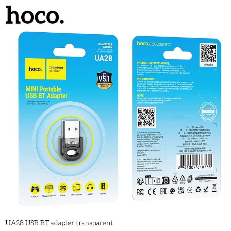 USB Bluetooth Hoco UA28 Hỗ Trợ Kết Nối Không Dây