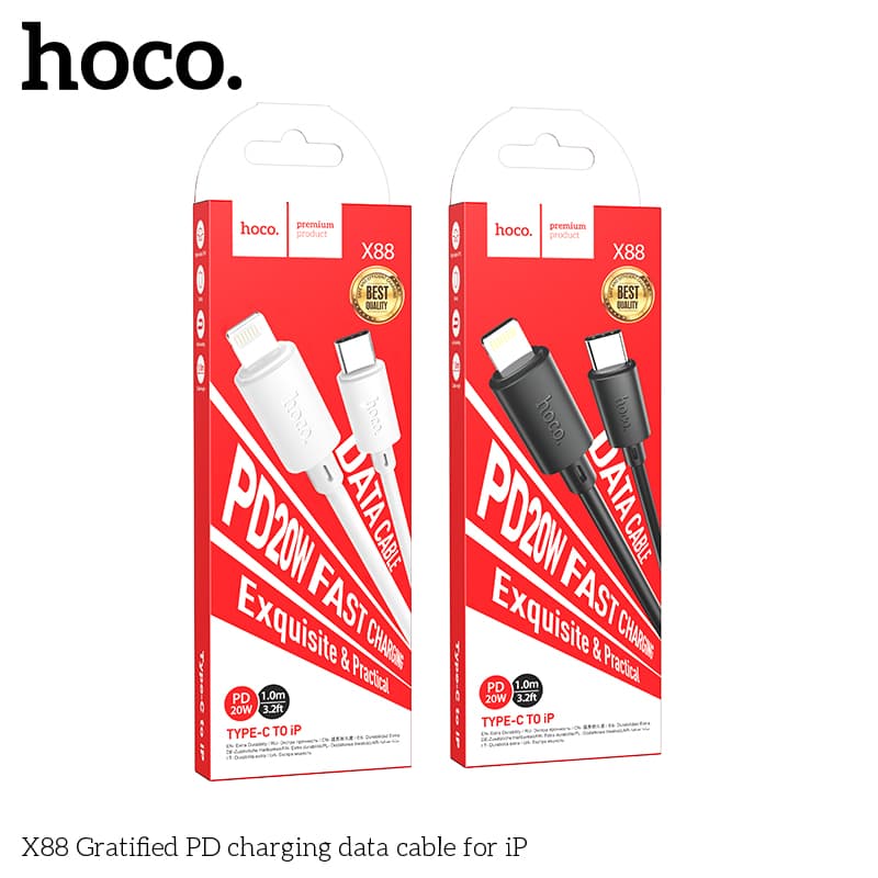 Cáp sạc Type-C to iP Hoco X88 hỗ trợ sạc nhanh 20W