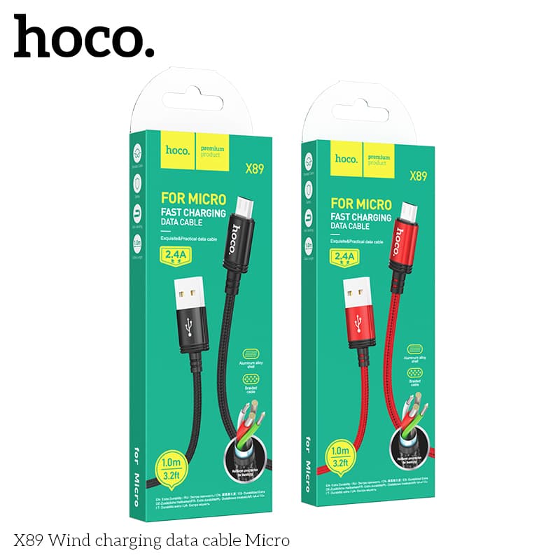 Cáp sạc Micro Hoco X89 sạc nhanh bền bỉ