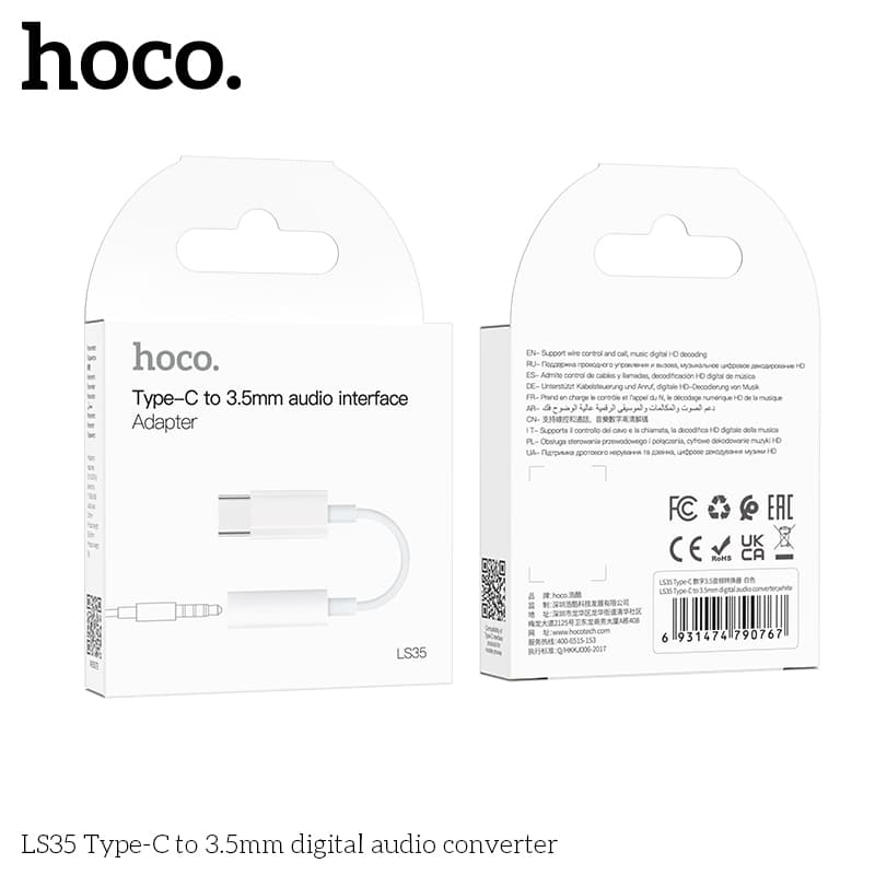 Cáp chuyển đổi âm thanh Hoco LS35 Type-C hỗ trợ sạc và nghe nhạc