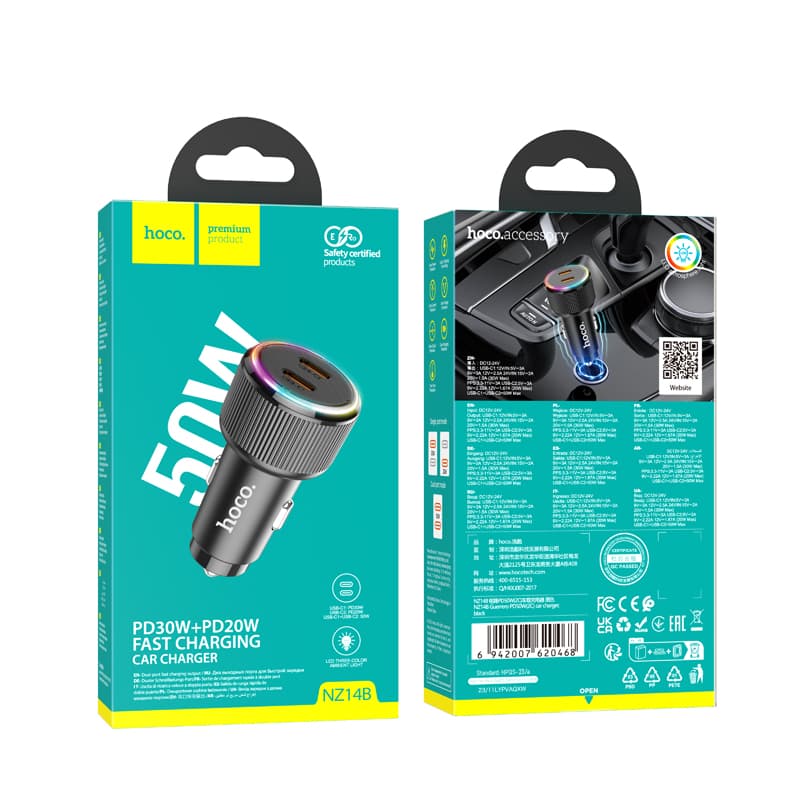Tẩu sạc ô tô Hoco NZ14B sạc nhanh nhiều cổng