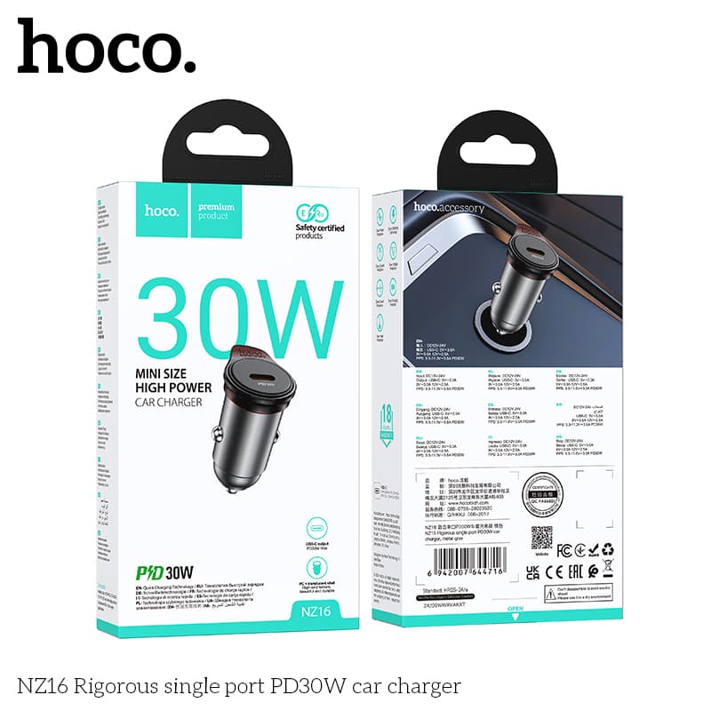 Tẩu sạc ô tô Hoco NZ16 sạc nhanh 30W 1 cổng Type-C