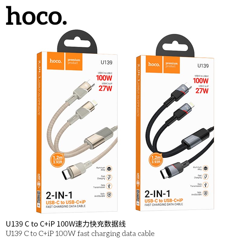 Cáp sạc Type-C to iP Hoco U139 100W sạc nhanh