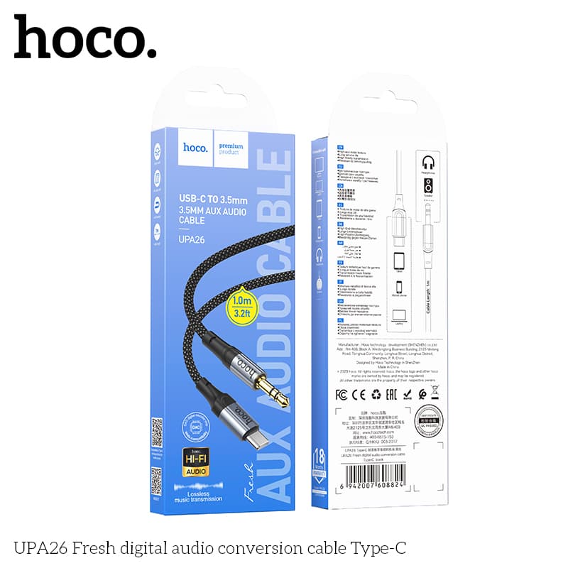 Cáp chuyển đổi âm thanh Hoco UPA26 Type-C 1 mét