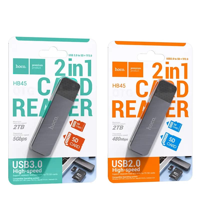 Bộ Chuyển Đổi Hoco HB45 Spirit 2-in-1 USB 2.0 card reader