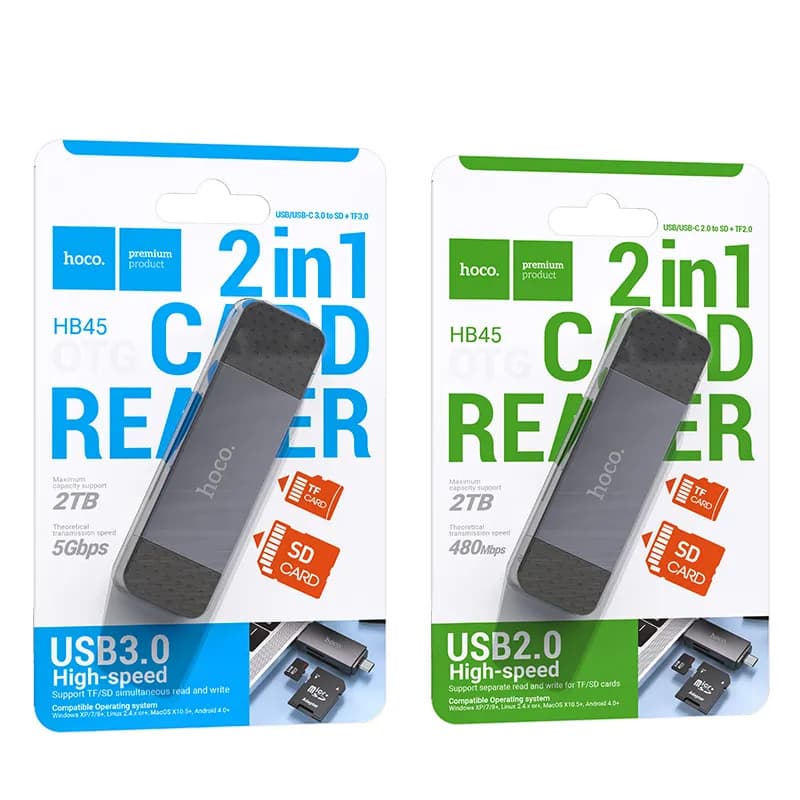 Bộ Chuyển Đổi Hoco HB45 Spirit 2-in-1 USB/Type-C 3.0 card reader