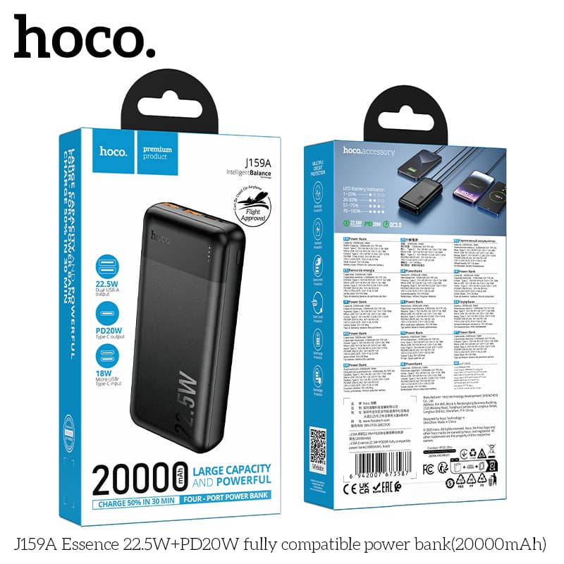 Pin Dự Phòng Hoco J159A Stability 20000mAh