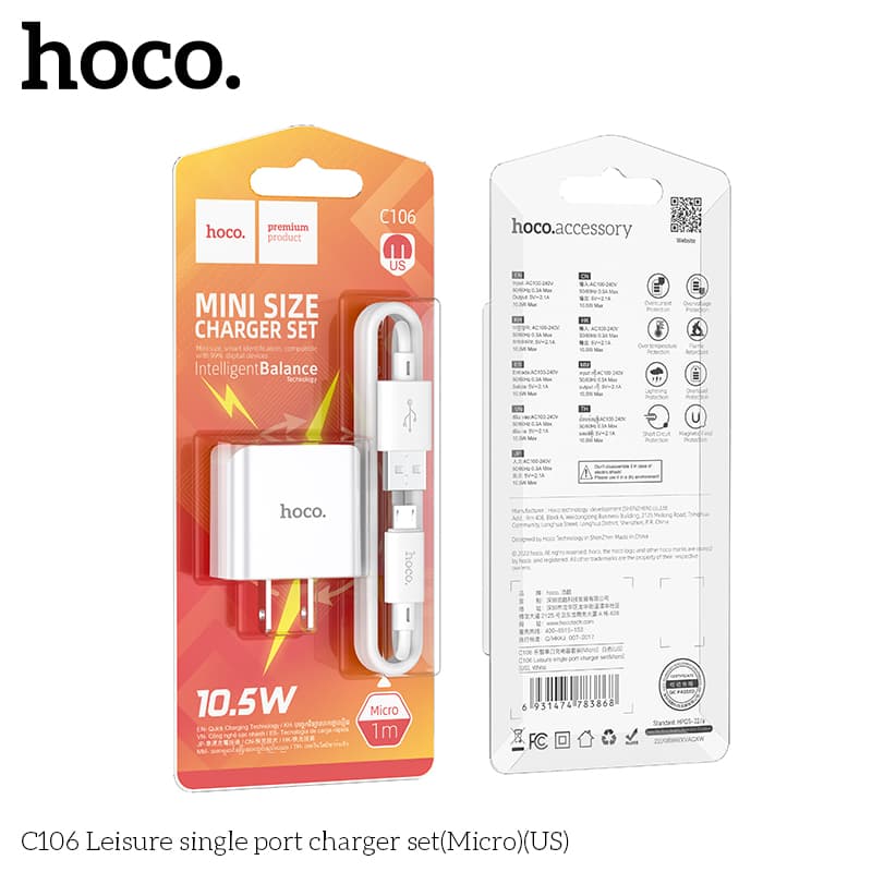 Bộ sạc kèm dây Hoco C106 Micro sạc nhanh
