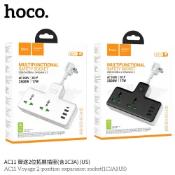 Ổ Cắm Thông Minh Hoco AC11 Voyage 2 cổng (1C3A) (US)