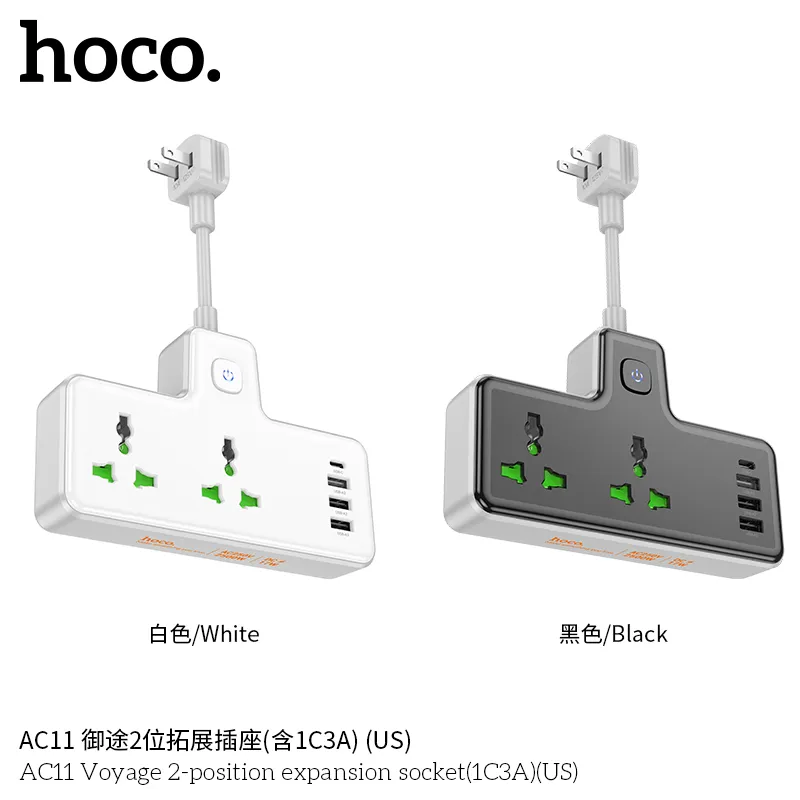 Tính năng chi tiết ổ cắm AC11 hỗ trợ 10A/250V, USB Type-C & USB-A 5V/3A