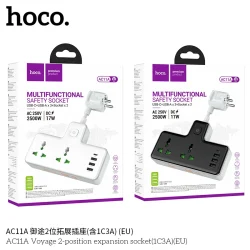 Ổ Cắm Thông Minh Hoco AC11A Voyage 2 cổng (1C3A) (EU)
