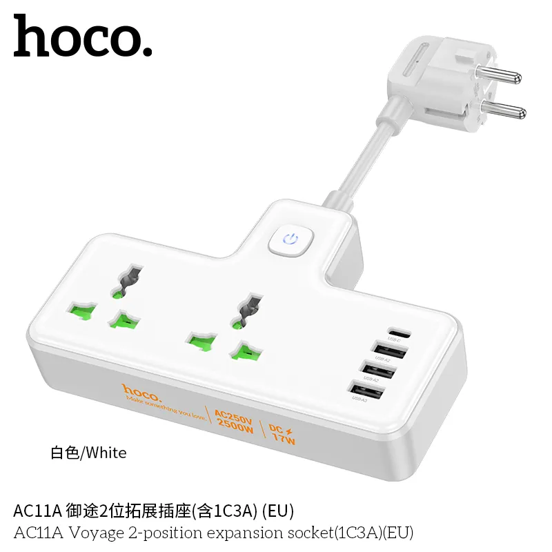 Ổ cắm thông minh Hoco AC11A với thiết kế hiện đại và tiện lợi
