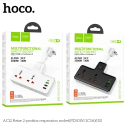 Ổ Cắm Thông Minh Hoco AC12 Reise 2 cổng PD30W (1C3A) (US)