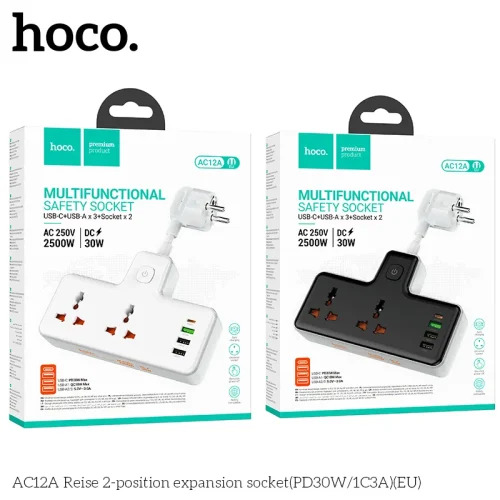 Ổ Cắm Thông Minh Hoco AC12A Reise 2 cổng PD30W (1C3A) (EU)