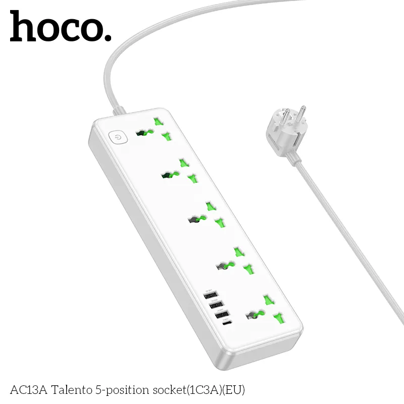 Ổ cắm thông minh Hoco AC13A Talento 5 cổng nhìn tổng thể