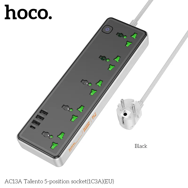 Công năng đa năng: 5 cổng sạc cùng lúc, tích hợp cổng Type-C và USB-A