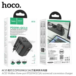Ổ Cắm Thông Minh Hoco AC15 Walker 3 cổng PD20W (1C2A)
