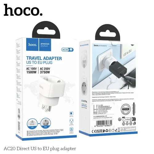 Ổ Cắm Thông Minh Hoco AC20C Direct AU to EU plug adapter