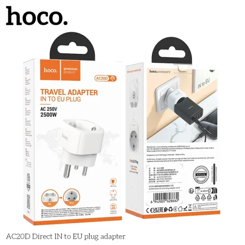 Ổ Cắm Thông Minh Hoco AC20D Direct IN to EU plug adapter