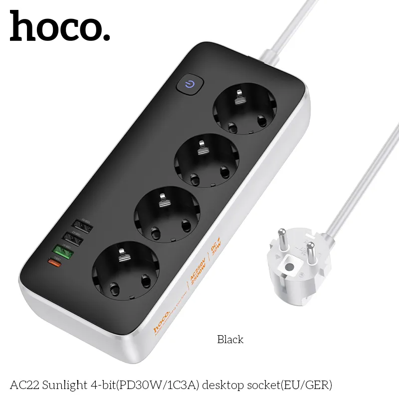 Tính năng chi tiết hỗ trợ 1 cổng Type-C 30W, 3 cổng USB-A sạc hiệu quả