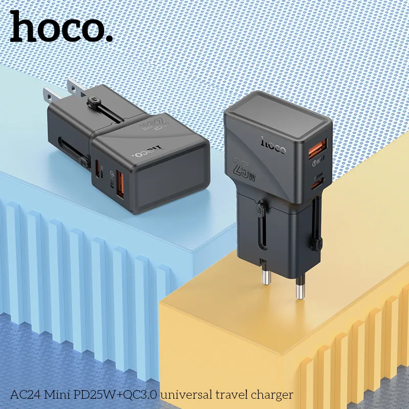 Ổ Cắm Thông Minh Hoco AC24 Mini PD25W+QC3.0 thiết kế nhỏ gọn, tiện lợi cho mọi không gian