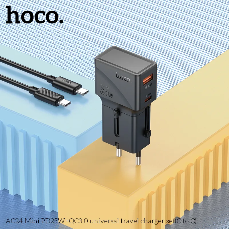 Ổ Cắm thông minh Hoco AC24 Mini với dây C to C tích hợp đa năng
