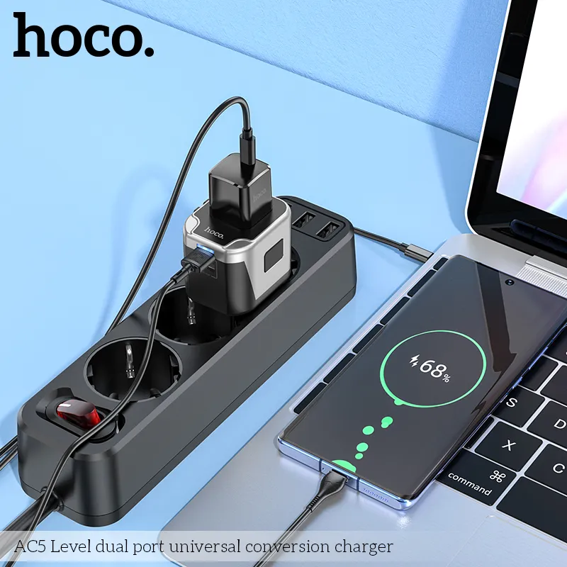 Ổ cắm thông minh Hoco AC5 thiết kế hiện đại đa năng tiện lợi dễ sử dụng