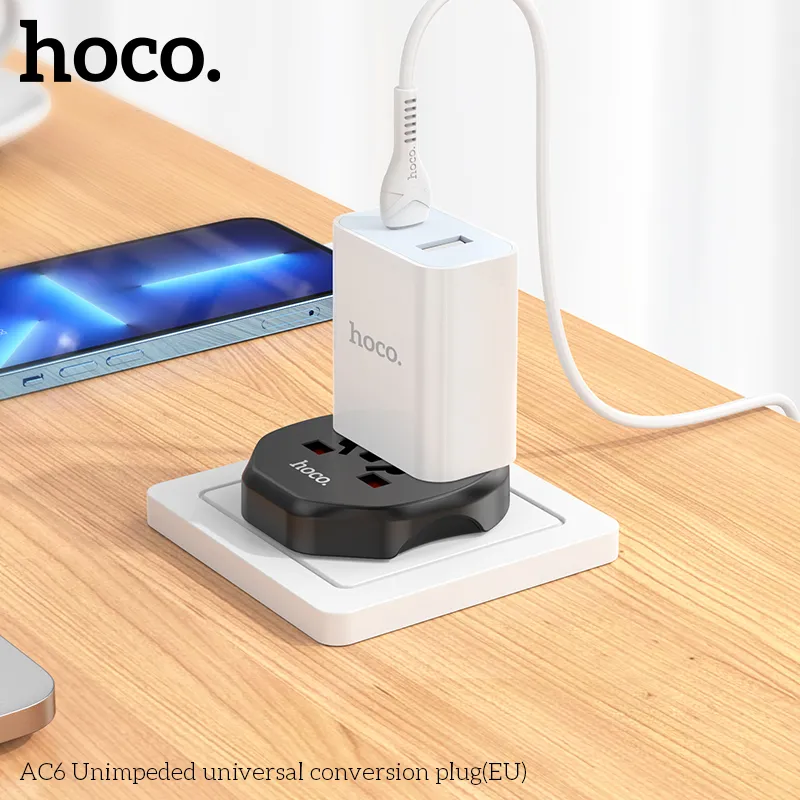 Ổ Cắm Thông Minh Hoco AC6 với thiết kế hiện đại và tiện dụng