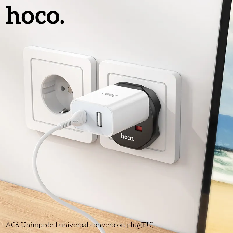 Ổ cắm thông minh Hoco AC6 chất liệu PC chống cháy bền bỉ