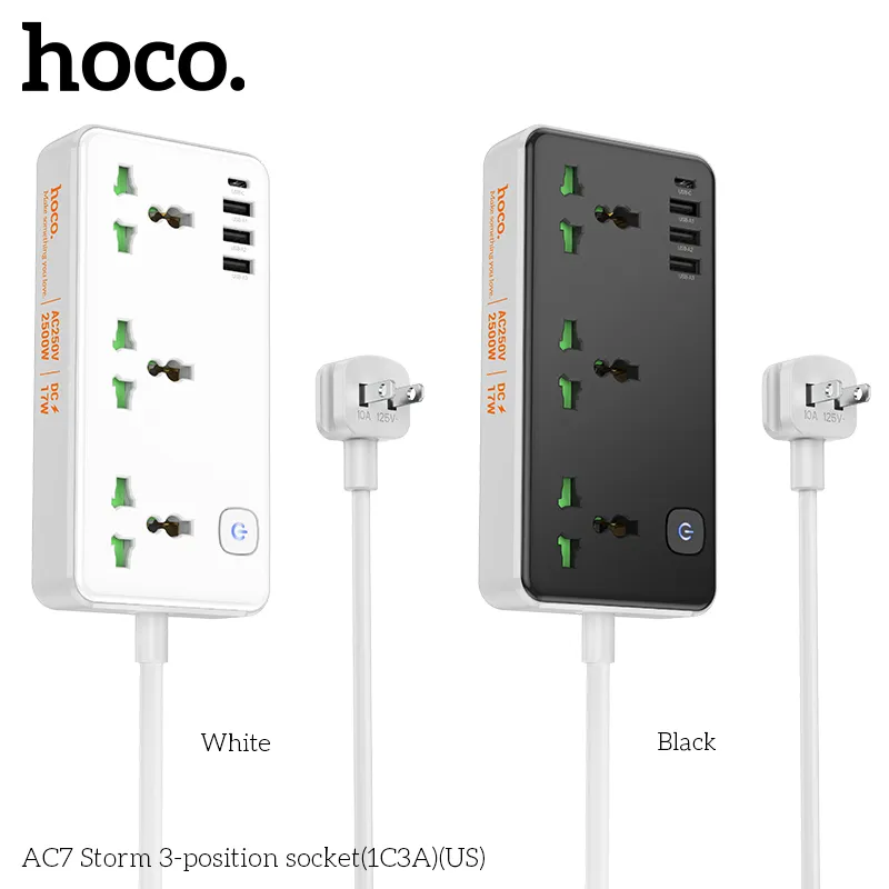 Ổ cắm Hoco AC7 với kiểu dáng nhỏ gọn, sang trọng