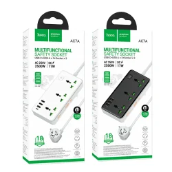 Ổ Cắm Thông Minh Hoco AC7A Storm 3 cổng (1C3A) (EU)