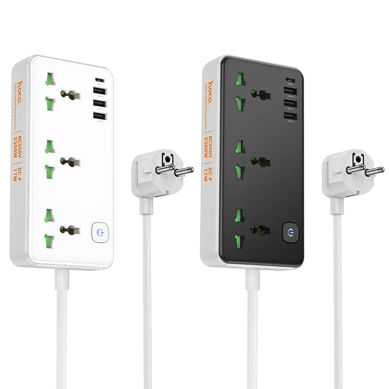 Ổ Cắm Thông Minh Hoco AC7A Storm 3 cổng (1C3A) (EU) thiết kế hiện đại tiện lợi cho gia đình