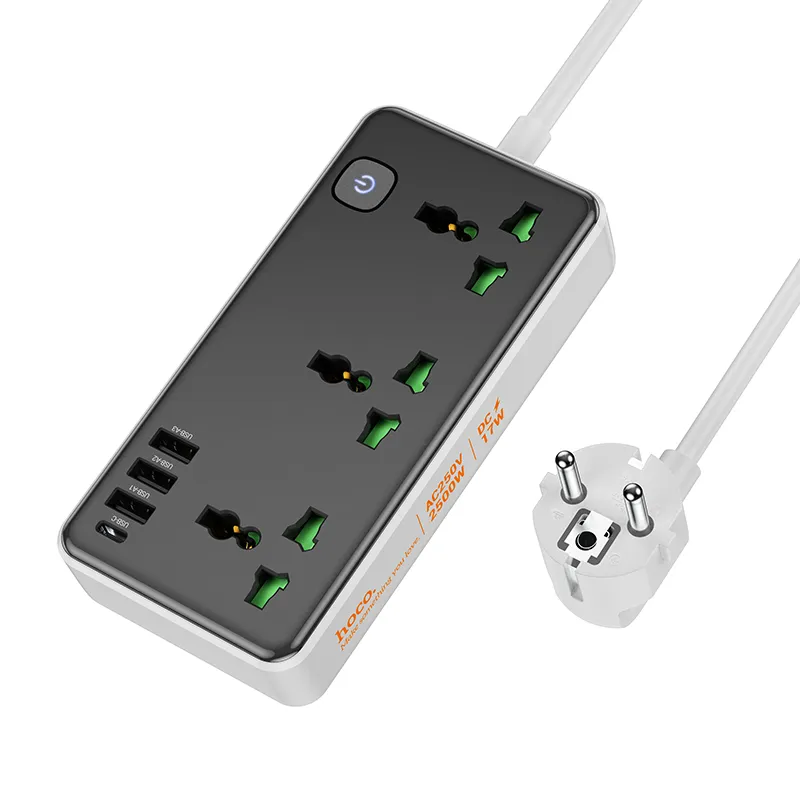 Ổ Cắm Hoco AC7A Storm bền bỉ với chất liệu PC chống cháy