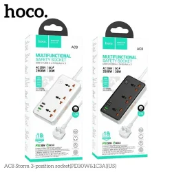 Ổ Cắm Thông Minh Hoco AC8 Storm 3 cổng PD30W (1C3A) (US)