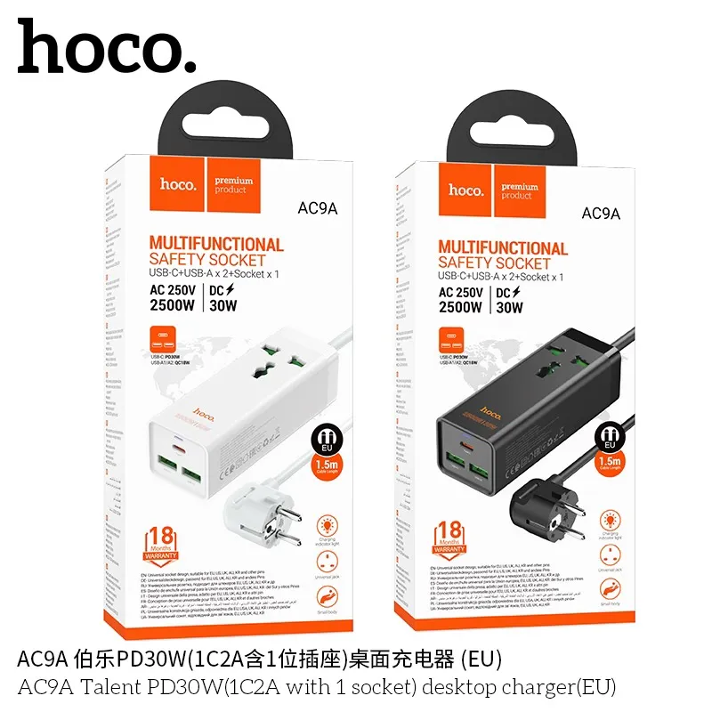 Ổ Cắm Thông Minh Hoco AC9A Talent PD30W thiết kế hiện đại tiện lợi đa chức năng