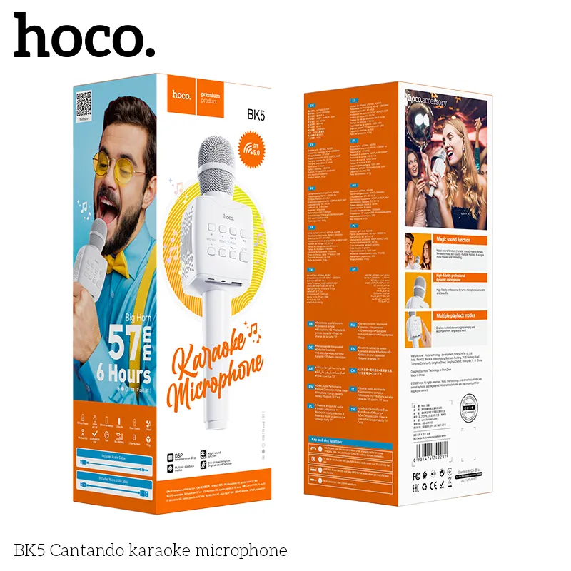 Micro karaoke Hoco BK5 Cantando thiết kế hiện đại, chất liệu ABS bền bỉ