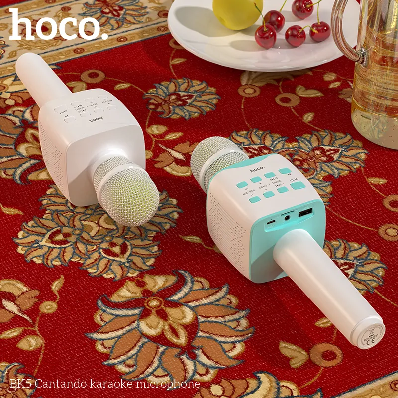 Micro karaoke Hoco BK5 Cantando mang lại trải nghiệm âm thanh sống động, pin 1200mAh dùng 6 giờ