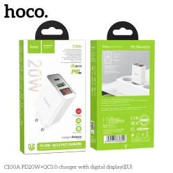 Củ Sạc PD20W+QC3.0 Hoco C100A với màn hình hiển thị (EU)