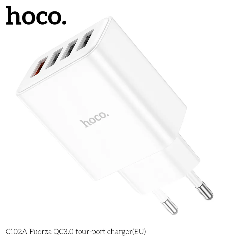 Đóng gói củ sạc Hoco C102A chắc chắn, đầy đủ phụ kiện