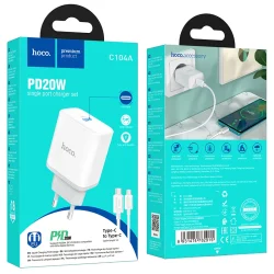 Bộ Sạc Kèm Dây Type-C Hoco C104A Stage PD20W (EU)