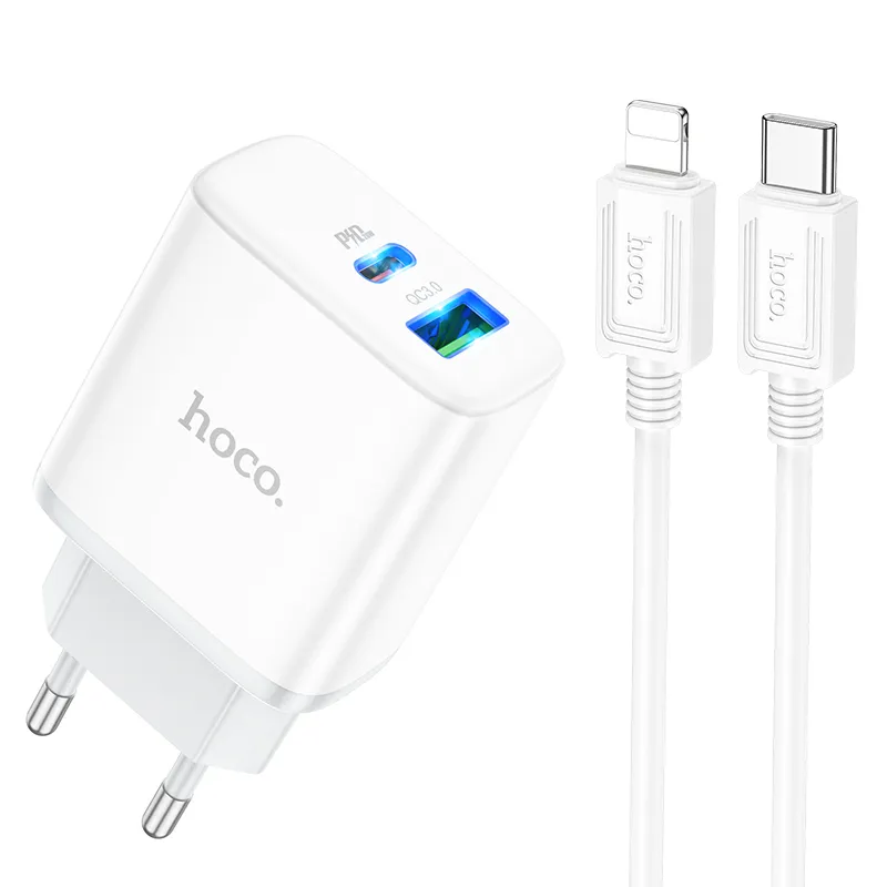 Bộ sạc Hoco C105A Stage PD20W+QC3.0 hai cổng EU thiết kế hiện đại, nhỏ gọn và tiện lợi