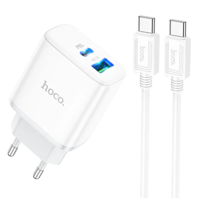Bộ sạc kèm dây Type-C Hoco C105A Stage PD20W+QC3.0 hai cổng EU chất lượng cao