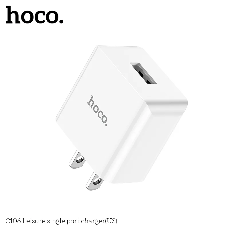 Củ Sạc Hoco C106 Leisure (US) kiểu dáng hiện đại, màu sắc tinh tế