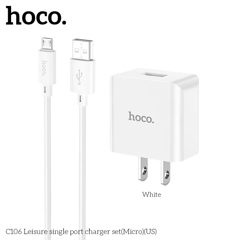Bộ Sạc Kèm Dây Micro Hoco C106 Leisure (US) thiết kế nhỏ gọn tiện lợi